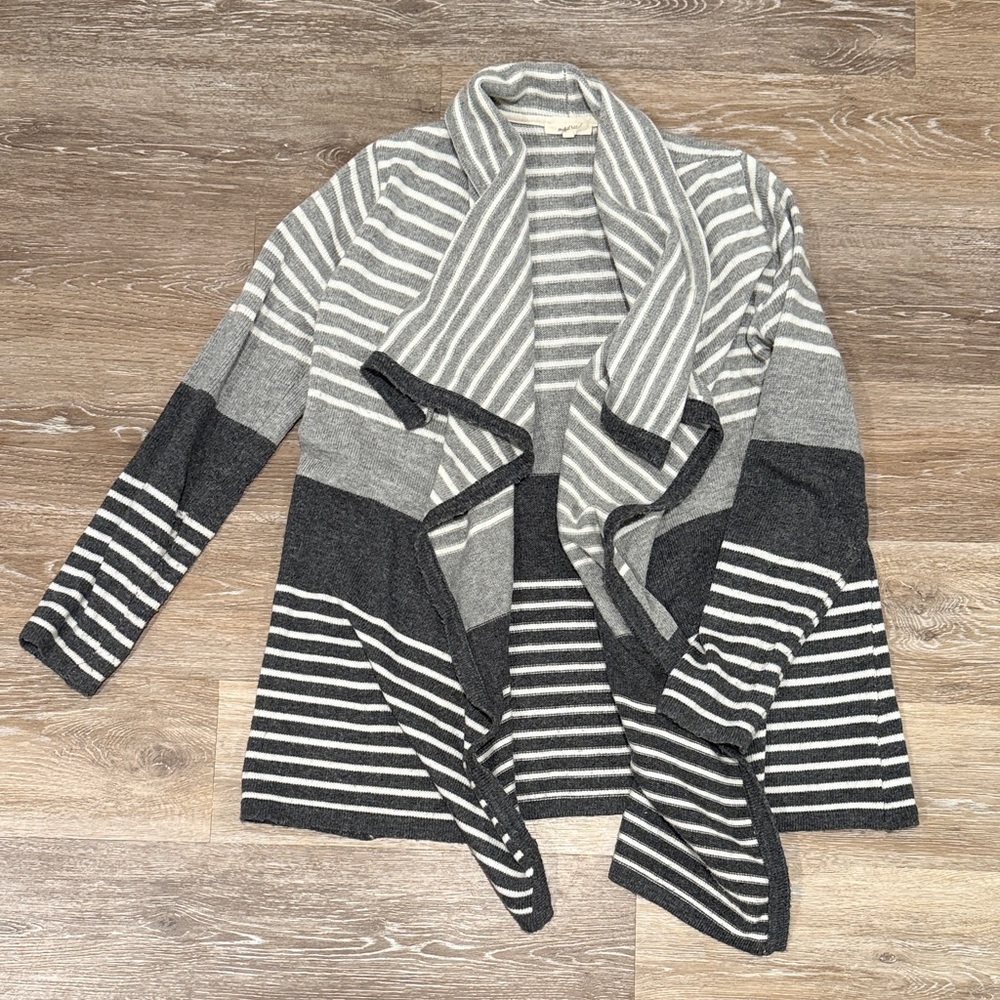 Mystree Gray and Black Striped Cardigan
